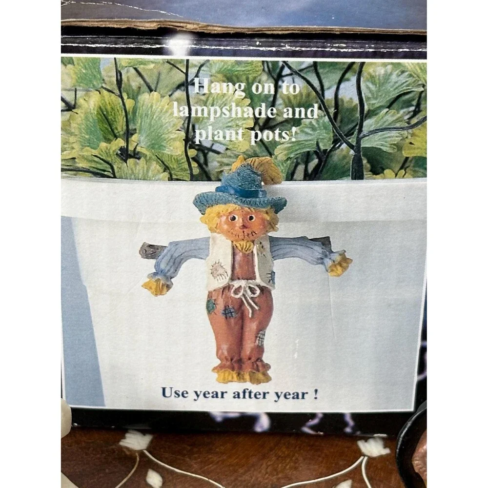 Vintage Halloween Lamp Topper Figurines Black Cat, Scarecrow, Ghost, Witch JSNY